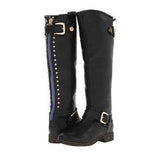 Beth Dutton Shoes Autumn Solid Color Flat Bottom Rivet High Leg Boot