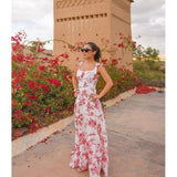 Beth Dutton Bohemian Dress Summer Spring Maxi Dresses Sexy Sleeveless Spaghetti-Strap Floral Print
