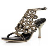 Gold Heels Fashion Women's High Heel Diamond Sandals Women's Shoes