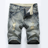 Men Denim Shorts Men's Jeans Shorts Hole Light