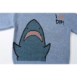 Men Sweater Cartoon Jacquard Crew Neck Sweater Men Loose Pullover
