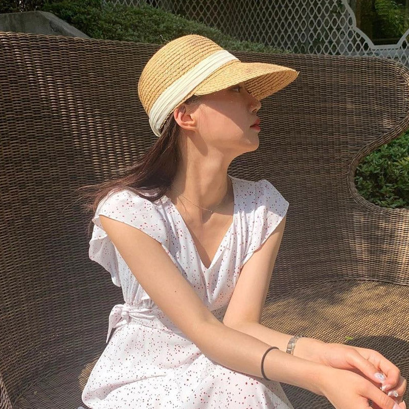 Straw Hat Hat Female Spring and Summer Peaked Straw Hat