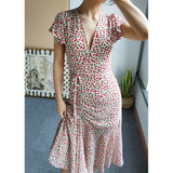 Gloria Vanderbilt Pleating Fishtail Floral V-neck