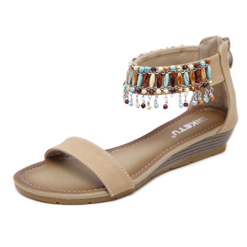 Fancy Sandals Large Size Wedge Retro Roman Sandals