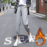 Grey Sweatpants Autumn and Winter Sports Pants Women's Pants Loose
