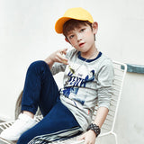 Children Long Sleeve Shirts T-shirt Autumn Cotton round Neck Pullover Men