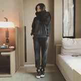 Velour Tracksuit Loose Leisure Sports Suit Harem Pants Women's Two-Piece Suit