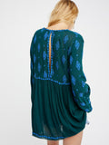 Beth Dutton Bohemian Dress Summer Spring Midi Dress Embroidered Long Sleeve Backless Dress