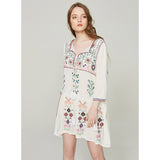 Beth Dutton Bohemian Dress Summer Spring Midi Dress Ethnic Style Loose Floral Embroidery