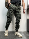 Cuffed Cargo Pants Summer Men's Pocket Washed Cotton Casual Pants