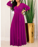 MIDI Mauve Cocktail Dress Women's plus Size Women's Solid Color Wide Hem Dress