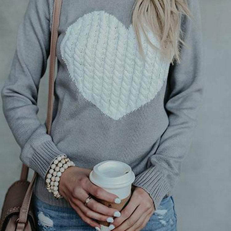 Women Pullover Knit Sweater Women's Sweater Autumn and Winter Large Size Love Sweater Women