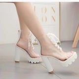 Platform Heels for Women High Heel Transparent PVC Straps Sandal Boots
