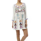 Beth Dutton Bohemian Dress Summer Spring Midi Dress Ethnic Style Loose Floral Embroidery