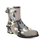 Yellowstone Cowboy Boots Autumn And Winter Vintage Metal Buckle Side Zipper Men'S Large Size Leather Boots