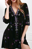 Beth Dutton Bohemian Dress Winter Autumn Maxi Dresses Embroidered Waist-Tight Deep V-neck