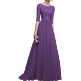 Long Sleeve Burgundy Dress Formal Autumn and Winter Chiffon Evening Long Dress