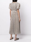 Kendall Jenner Wedding Guest Dress French Lady Style Plaid Graceful Puff Sleeve Waist-Tight Slim-Fit Formal Dress