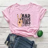 Halloween Costumes Bad Witch Vibe Shirt Bad Witch Vibes Printed Loose Fashion Men's and Women's Short-Sleeved T-shirt