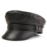 Captains Hat Autumn and Winter Motorcycle Men's Leather Rock Navy Hat Captain