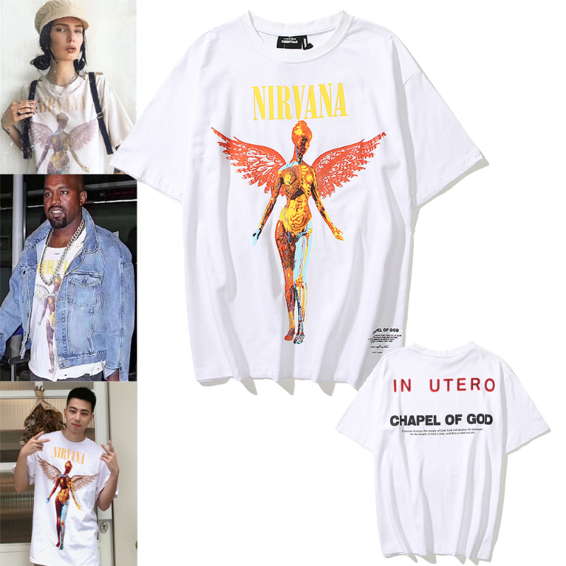 Nirvana T Shirt Kanye Same Style Nirvana Angel Print Rock Retro For Men And Women