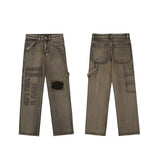 Man Fall Outfits Vintage Letter Embroidered Straight Jeans Men Loose Casual Trousers