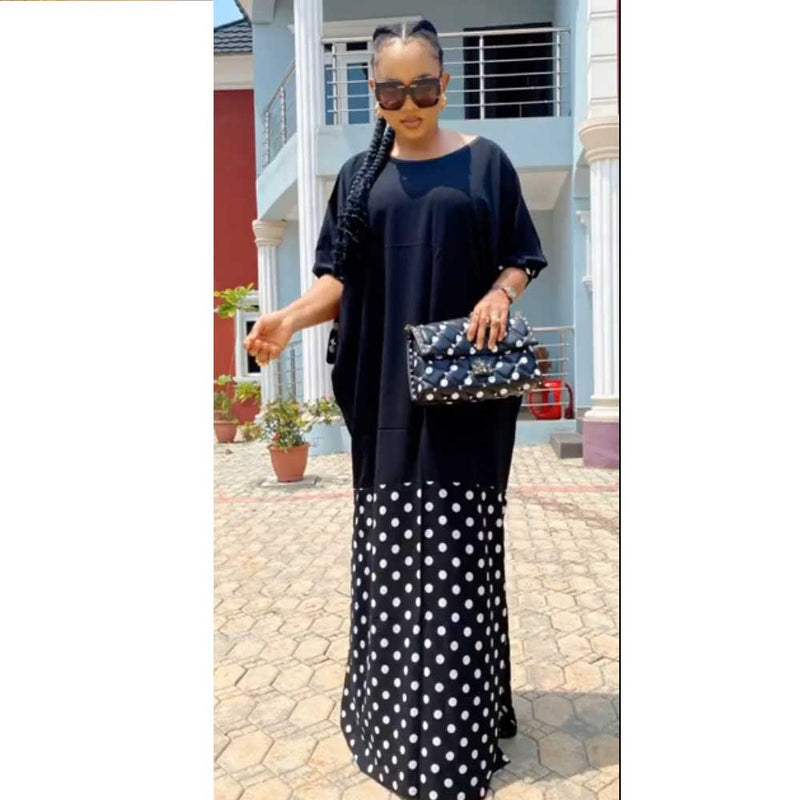 African Women's Wear round Neck Patchwork Slit Dress African Dashiki Ankara Styles Dress