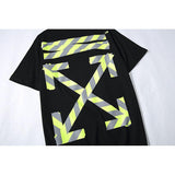 Off White T Shirt Reflective Stripe Round Neck Arrow Tshirt Short Sleeve Casual Men'S Clothing Owt