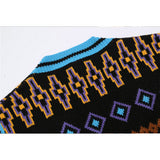 Men Sweater Contrasting Color Jacquard Knitted Vest Men's Idle Style Outer Vest Street