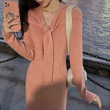MIDI Mauve Cocktail Dress Winter Hooded Split Dress