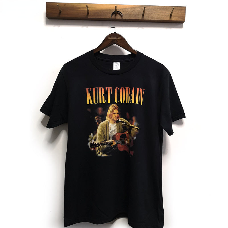 Nirvana T Shirt Kurt Cobain Rock Music Printing Cotton Loose Men And Women