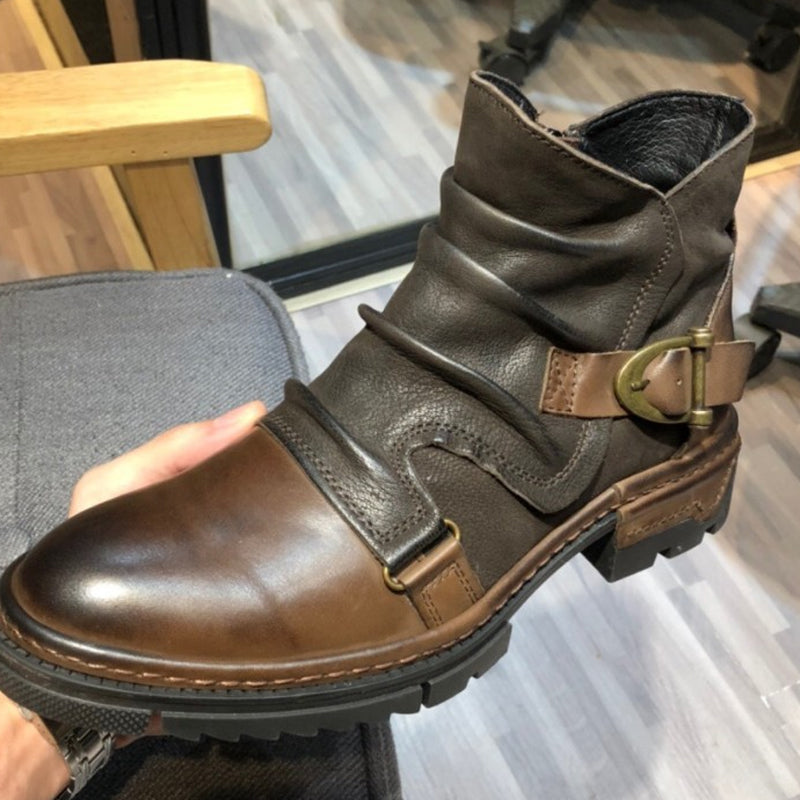 Justin Yellowstone Boots Men'S Winter Brown Solid Color Captain Jack Dr. Martens Boots