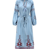 Beth Dutton Bohemian Dress Winter Autumn Maxi Dresses Lantern Long Sleeve Holiday Dress
