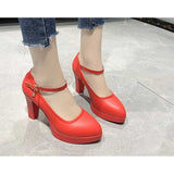 Nude Block Heels Chunky Heel Platform Super High Heel Low-Cut Shoes