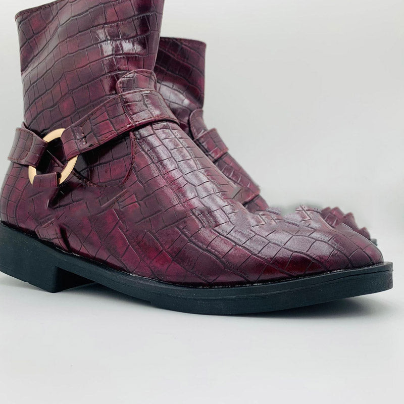 Python Boots Men's Retro Pointed Snakeskin Flat Boots