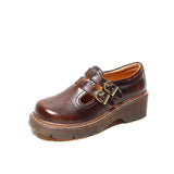 Mary Jane Shoes Summer Buckle Height-Increasing Leather Shoes Women
