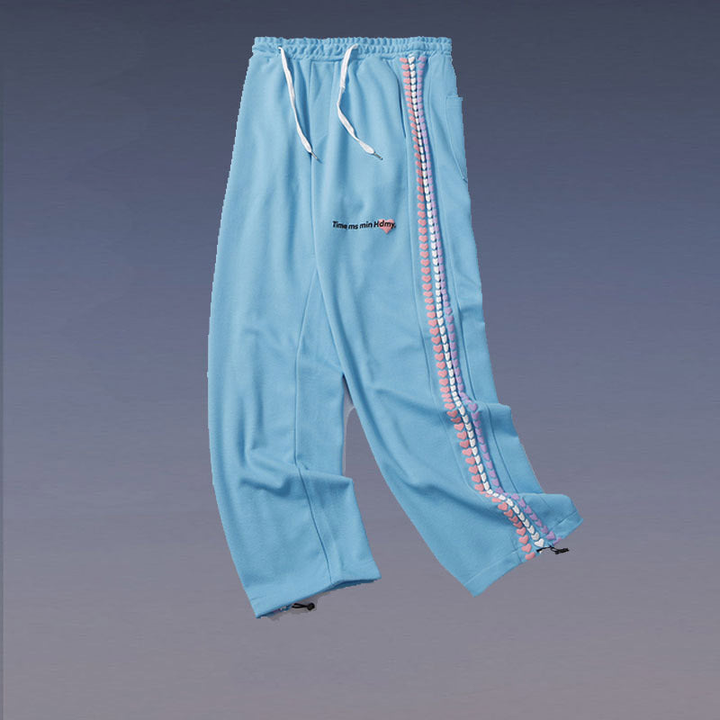 Man Fall Outfits Sweatpants Spring and Summer High Street Fashion Straight Love Foam Printed Sports Trousers Men