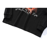 Man Fall Outfits Street Hip-Hop Love Flame Graffiti Thin Sweater Men 'S Fashion Brand Loose Couple Casual All-Matching Long T-shirt