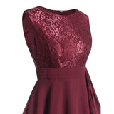 Burgundy Dress Formal Spring/Summer Chiffon Dress Sexy Lace Stitching Formal Dress