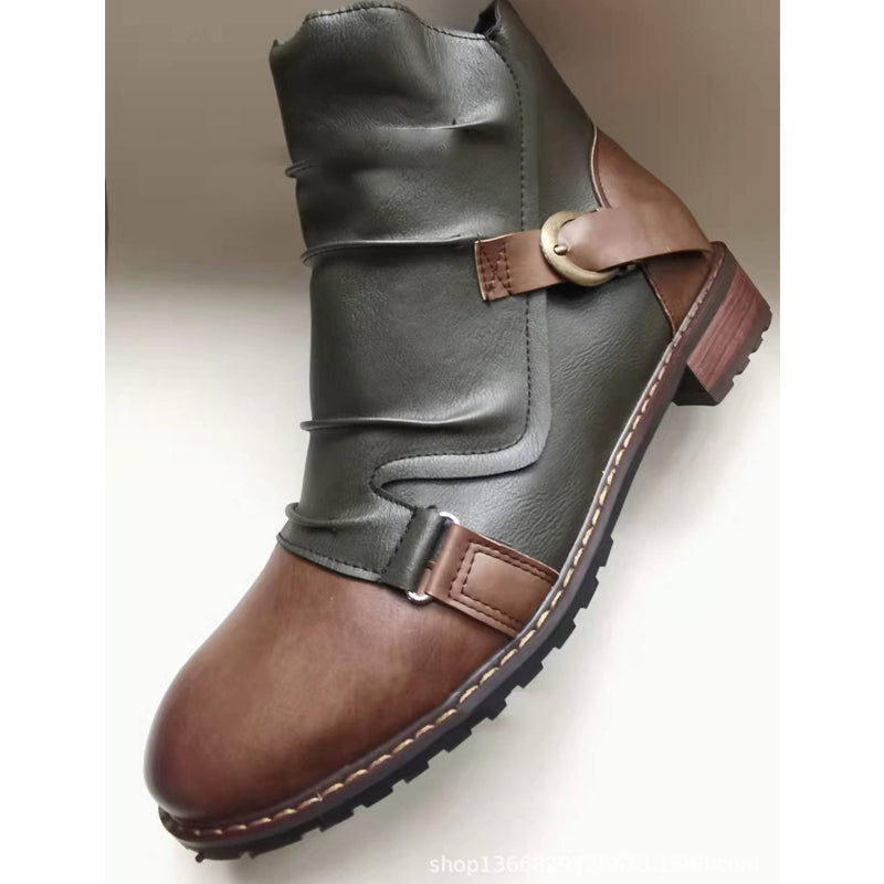 Yellowstone Cowboy Boots Men 'S High-Top Boots Large Size Winter Brown Round Toe Dr. Martens Boots