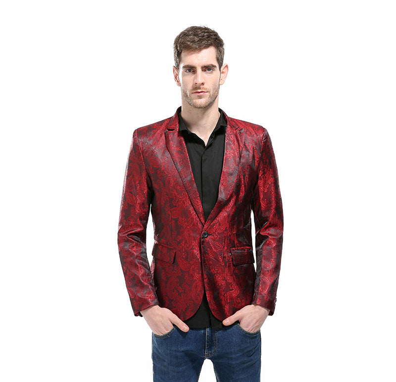 Men Prom Outfits Palace-Style Dark Pattern Road Suit