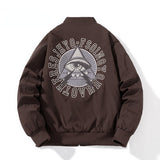Varsity Jacket Embroidery Flight Suit Stand-Up Collar Thin