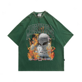 Y2g Shirts for Boys Street Retro Washed Printed Short Sleeve Men