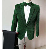 Black Tie Attire Bright Silk Suit Cover Fake Pocket Slim Fit