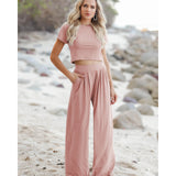 Coachella Music Festival Outfits Fashion Solid Color Women 'S Short Short Sleeve T-shirt Suit