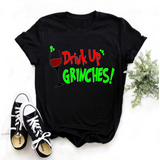 Men and Women Grinch Shirt Grinch Print Oversized Loose-Fitting T-shirt