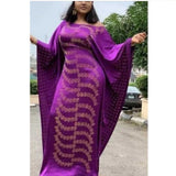 Silk Satin round Neck Loose Batwing Sleeve Robe Dress African Dashiki Ankara Styles Dress