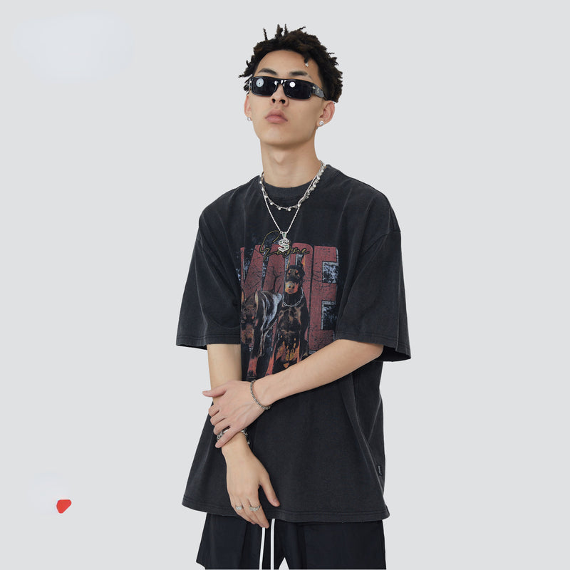 Y2g Shirts for Boys Vintage Animal Print Short Sleeve Loose