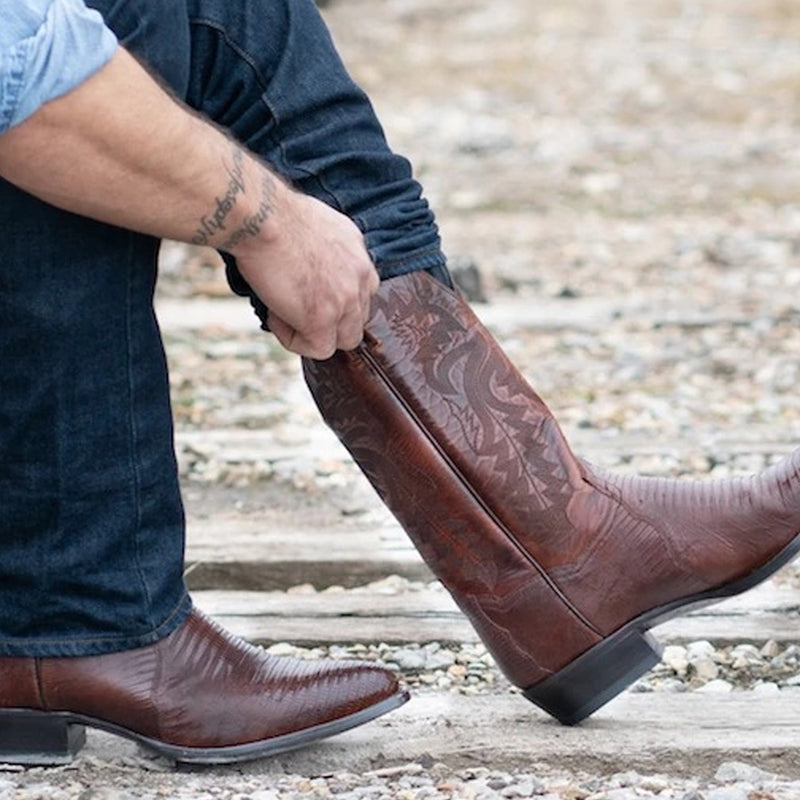 Justin Yellowstone Boots Embroidered Plus Size Men'S Mid-Calf Riding Boots