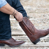 Justin Yellowstone Boots Embroidered Plus Size Men'S Mid-Calf Riding Boots